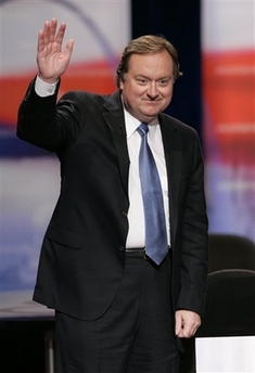 Image of This photo provided by NBC shows moderator Tim Russert during the Democratic Presidential Candidates Debate at the Cashman Center in Las Vegas, Nevada in this Jan. 15, 2008. Russert, a political lifer who made a TV career of his passion with unrelenting questioning of the powerful and influential, died of a heart attack Friday, June 13, 2008 in the midst of a presidential campaign he'd covered with trademark intensity.