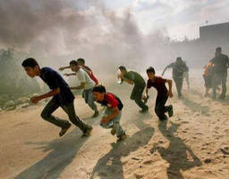 Image of “Wary Gaza militants using binoculars are on constant lookout for drones,” the A.P. reports on the latest round of fighting with Israel: When one is sighted overhead, the militants report via walkie-talkie to their comrades, warning them to turn off their cell phones and remove the batteries for fear the Israeli technology will trace their whereabouts.