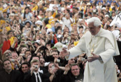 Image of To you young people, who are in search of a firm hope, I address the very words that St. Paul wrote to the persecuted Christians in Rome at that time: 'May the God of hope fill you with all joy and peace in believing, so that you may abound in hope by the power of the Holy Spirit.'