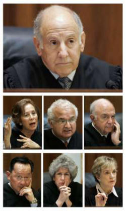 Image of (Pictured, Justices of the California Supreme Court) 'We're grateful this court did not overturn the civil rights of all Californians to amend our own constitution,' said Brian Brown, executive director of the National Organization for Marriage (NOM), in a press release. 'The 7 million Californians who worked hard to protect marriage as the union of husband and wife are breathing easier today.'