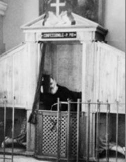 Image of Padre Pio Hearing Confessions.