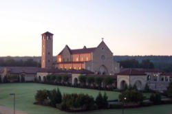 Image of The beautiful shrine of EWTN and the Knights of the Holy Eucharist at dusk, a place of prayer and mission.