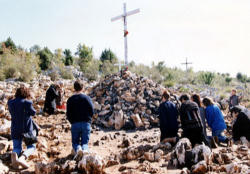 Image of Pilgrims in Prayer in Medjugorje, Bosnia where some have alleged there have been apparitions of the Blessed Virgin Mary beginning in 1981.