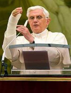 Image of (Pope speaking at the Angelus) 'The Nazi concentration camp,as every death camp, can be considered an extreme symbol of evil, of the hell that comes to earth when man forgets God, and when He is replaced, usurping from Him the right to decide what is good and what is evil, to give life and or to take life.'
