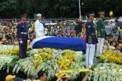 Image of In mentioning Cory Aquino’s deep faith, the Bishop of Balanga noted that she taught Filipinos 'how to pray. Amid clashing voices and confusing noise, your prayer was a silent power.'