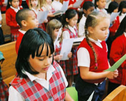 Image of Catholic schools are characterized by the institutional link they keep with the Church hierarchy, which guarantees that the instruction and education be grounded in the principles of the Catholic faith and imparted by teachers of right doctrine and probity of life.