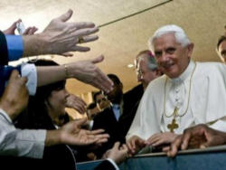 Image of (Pope Benedict XVI) 'History has demonstrated the absurdities to which man descends when he excludes God from the horizon of his choices and actions.'