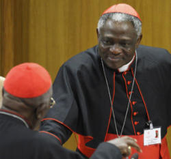 Image of Cardinal Peter Kodwo Appiah Turkson, the archbishop of Cape Coast, Ghana, and the first cardinal of that country, as the president of the Pontifical Council for Justice and Peace.