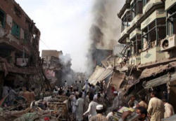 Image of The site where the terrorists car bomb exploded.