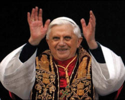 Image of (Pope Benedict XVI) The Pope said of Peter the Venerable: 'His witness invites us to be able to combine love of God with love of neighbor, and never tire of renewing relations of fraternity and reconciliation'.