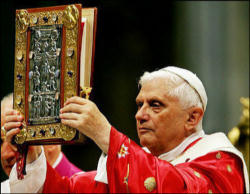 Image of Pope Benedict XVI ' Bring the Bible closer to the life of the People of God, so that it will be able to address in an adequate way the unheard of challenges that modern times pose to the new evangelization'.