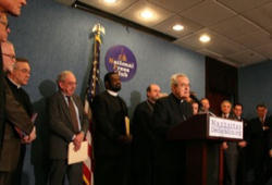 Image of Among the religious leaders who presented the appeal to the public on Friday, November 20, at the National Press Club in Washington (in the photo), were the archbishop of Philadelphia, Cardinal Justin Rigali, the archbishop of Washington, Donald W. Wuerl, and the bishop of Denver, Charles J. Chaput.