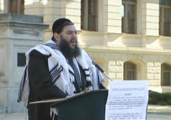 Image of Rabbi Levin also had a message for Congress.'Don’t you dare, don’t you dare include baby-killing funds in health care or any other legislation. We will throw you all the Hell out, so help us God.'