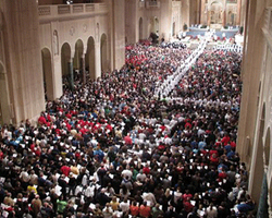 Image of Overflow crowds packed the Basilica in Washington, D.C. on Thursday evening.