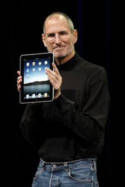 Image of On Wednesday, Steve Jobs presented the world with the first iPad, which looks like a huge iPhone with a lot of capability.