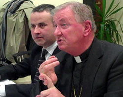 Image of Bishop Duffy speaks at the Press Conference in Rome.'The fullness of truth must come out everything must be laid on the table.'