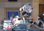 Image of Teenage activist Ryan Bueler enduring the scorching heat of a commercial grade spotlight as the Jimmy Kimmel Live crew uses the intense heat as a form of assault on his First Amendment rights.