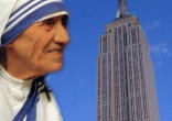 Image of Beloved Mother Teresa with the Empire State building in the background