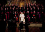 Image of Pope Benedict XVI with the Bishops of the United Kingdom, in the Chapel of the Francis Marion House at Oscott College in Birmingham, England.