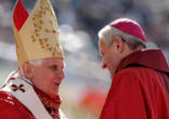 Image of In the United States, the Conference of Catholic Bishops announced that the Congregation for the Doctrine of the faith has named Archbishop Donald Wuerl of Washington, DC (shown here with the Pope) to oversee the reception of Anglicans into the full communion of the Church through the Apostolic Constitution for Anglicans. 
