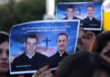 Image of Inside the sanctuary, after the terrorism, with the blood of the Christian martyrs of Iraq on the walls of God's holy house