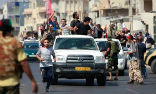 Image of Libyan rebels celebrate the capture of Tripoli on Tuesday.