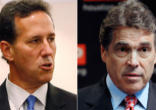 Image of Rick Santorum and Rick Perry