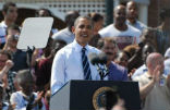 Image of Obama addresses students at a high school in Ohio where he promoted his new jobs bill.