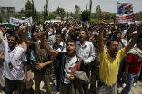 Image of Protesters in Yemen's Change Square are demanding the current regime step down.