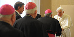 Image of Pope benedict XVI greets the Bishops of the United States in their Ad Limina visits