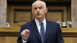 Image of Papandreou is in hot water with both his own parliament and Europe's leaders.
