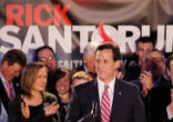 Image of Rick Santorum's speech after the Iowa victory