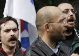 Image of Trade unions have protested outside the prime minister's office in Athens to oppose further spending cuts.