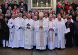 Image of Ordinariate Pilgrims gathered with the Ordinary of Our Lady of Walsingham, Monsignor Keith Newton