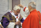 Pope Benedict XVI receiving ashes Image of Pope Benedict XVI receiving ashes