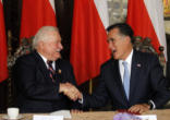 Image of Lech Walesa with Mitt and Ann Romney
