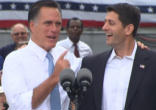 Image of Mitt Romney in Norfolk, Virginia introducing Congressman Paul Ryan as his running mate