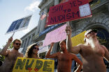 Image of Nude protestors object to the approaching ban, in the nude of course.