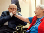 Image of Alfred Rubin shares an affectionate moment with his sister, Ruth Tengood. 