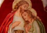 Image of St John resting his head on the breast of Christ