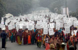 Image of thousands of women have protested the country's legal protections for women. 