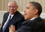 Image of Colin Powell and President Obama