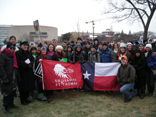 Image of Pictured: University President Dr. Robert Ivany (second from left) and Archbishop of Galveston-Houston Daniel Cardinal DiNardo (third from left) join UST students and friends at March for Life, in 20 degree weather, on Jan. 25 in Washington D.C.