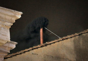 Image of The smoke was black meaning no pope was selected on the first ballot