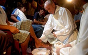 Image of Pope Francis, while still Archbishop of Buenos Aires, washes feet