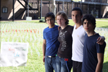 Image of Photo Credit: Ronnie Piper, University of St. Thomas Senior Social Media Specialist, Photographer 

University of St. Thomas students Diego Lagos, Jenna Maksmiak, Luis Pirela and Austin Cruz are on the Academic Mall in front of the Chapel of St. Basil. 
