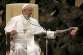 Image of Pope Francis on the way to his first General Audience