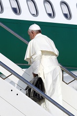 Image of Pope Francis boarding the plane