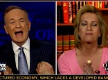 Image of Fox News mega personality Bill O'Reilly interviewing radio personality Laura Ingraham 