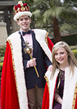 Image of University of St. Thomas Mardi Gras King and Queen, C.J. Miller and Meredith Smith.